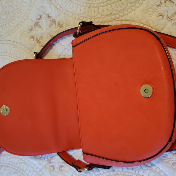 Small Satchel bag orange with leopard print lining. Great condition.  9" x 8" - Picture 4 of 7